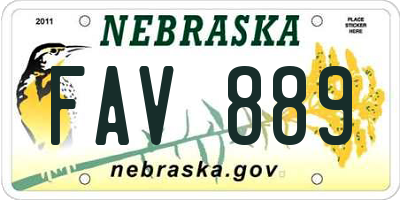 NE license plate FAV889