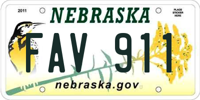 NE license plate FAV911