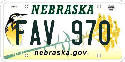 NE license plate FAV970