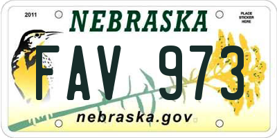 NE license plate FAV973