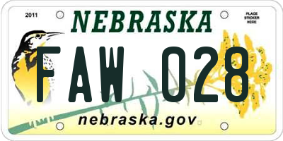 NE license plate FAW028