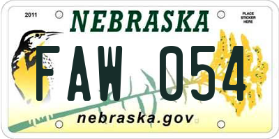NE license plate FAW054