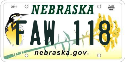 NE license plate FAW118