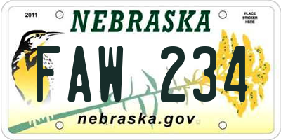 NE license plate FAW234
