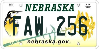 NE license plate FAW256