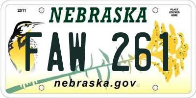 NE license plate FAW261