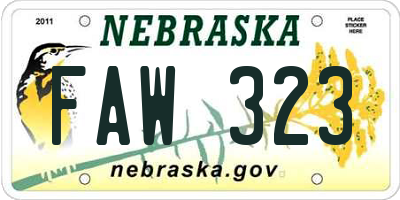 NE license plate FAW323