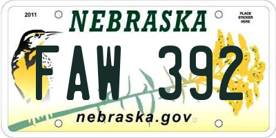 NE license plate FAW392