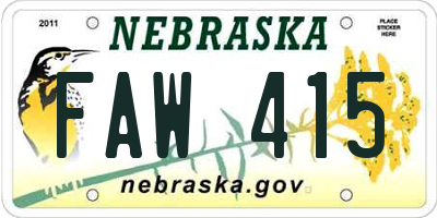 NE license plate FAW415