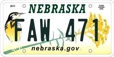 NE license plate FAW471