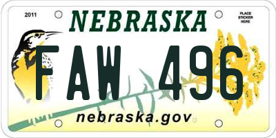 NE license plate FAW496