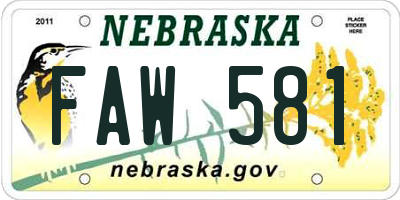 NE license plate FAW581