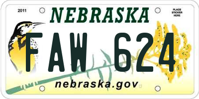 NE license plate FAW624