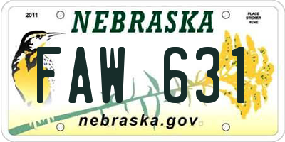 NE license plate FAW631