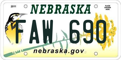 NE license plate FAW690