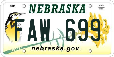 NE license plate FAW699