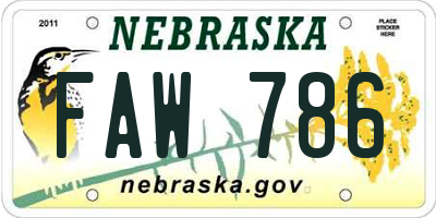 NE license plate FAW786