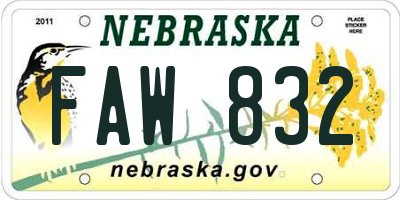 NE license plate FAW832