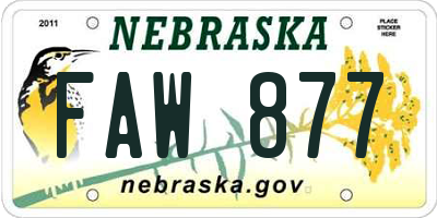 NE license plate FAW877