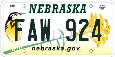 NE license plate FAW924