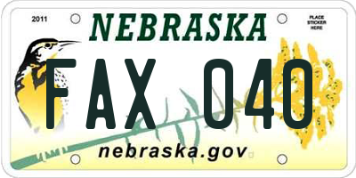 NE license plate FAX040