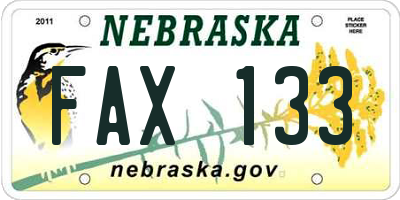 NE license plate FAX133