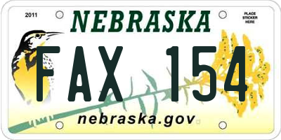 NE license plate FAX154
