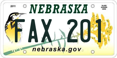 NE license plate FAX201