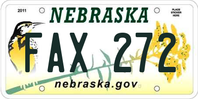 NE license plate FAX272