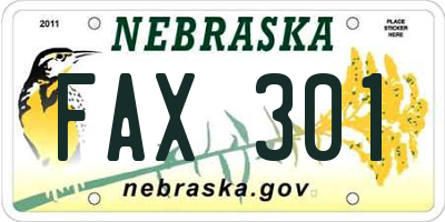 NE license plate FAX301