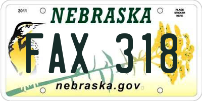 NE license plate FAX318