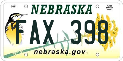 NE license plate FAX398