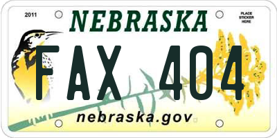 NE license plate FAX404
