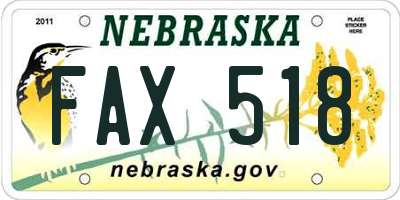 NE license plate FAX518