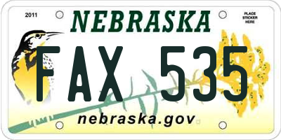 NE license plate FAX535