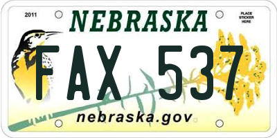 NE license plate FAX537