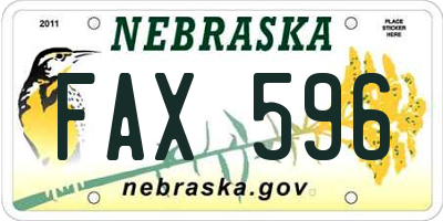 NE license plate FAX596
