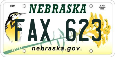NE license plate FAX623
