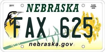 NE license plate FAX625