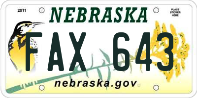 NE license plate FAX643