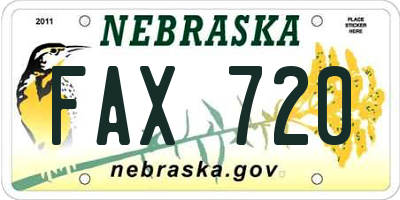 NE license plate FAX720