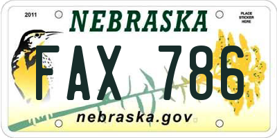 NE license plate FAX786