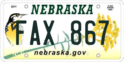 NE license plate FAX867