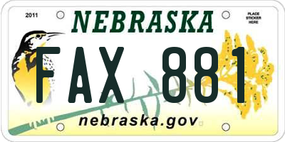 NE license plate FAX881