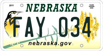 NE license plate FAY034