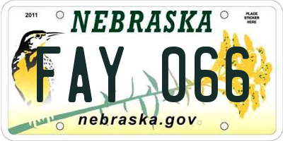 NE license plate FAY066