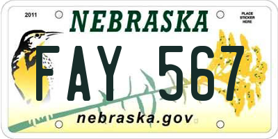 NE license plate FAY567