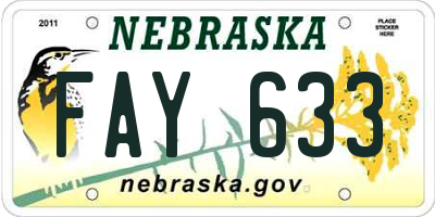 NE license plate FAY633