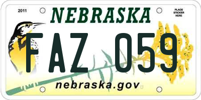 NE license plate FAZ059