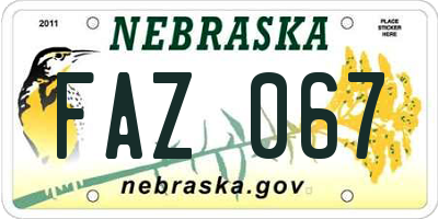 NE license plate FAZ067